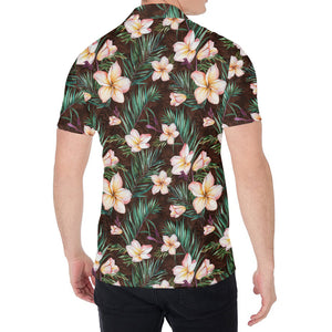 Tropical Frangipani Flower Print Men's Shirt