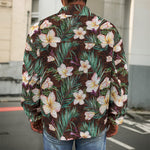 Tropical Frangipani Flower Print Men's Shirt Jacket
