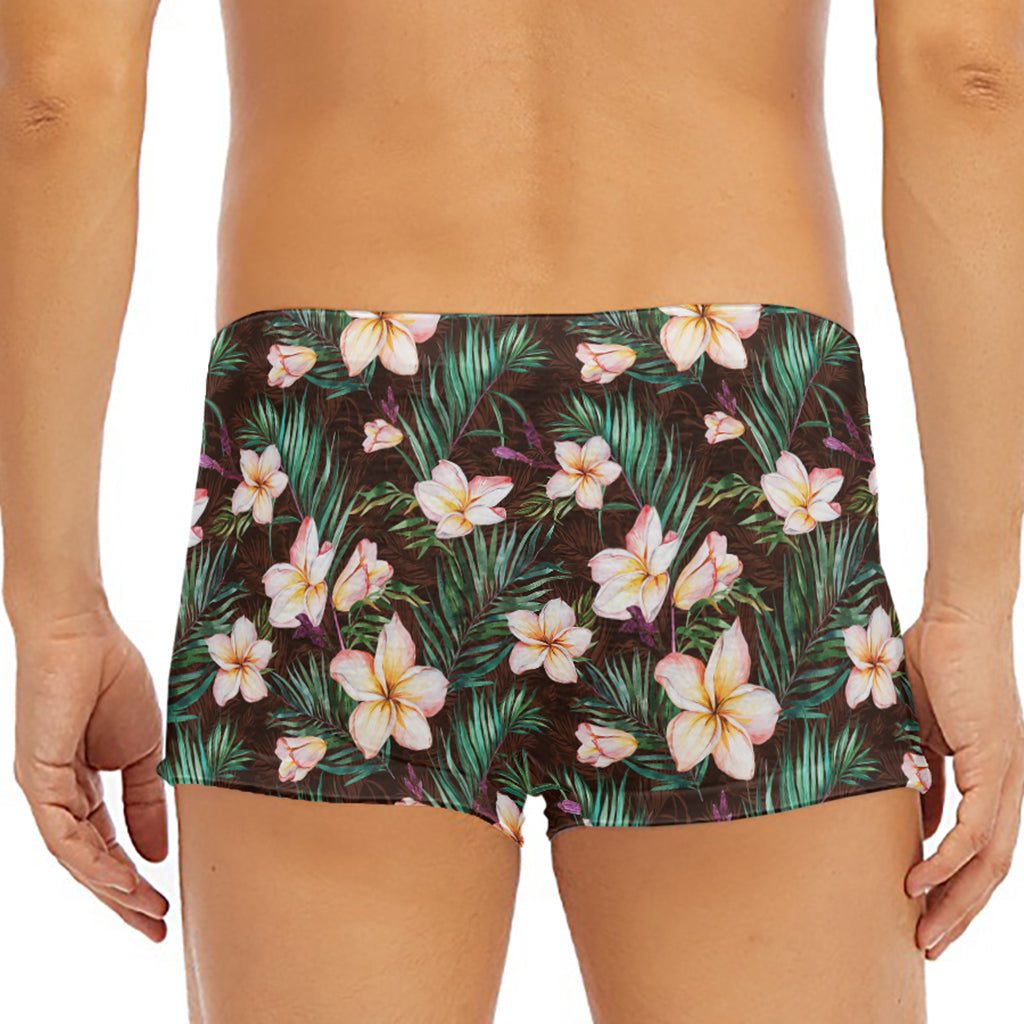 Tropical Frangipani Flower Print Men's Short Boxer Briefs