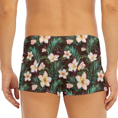 Tropical Frangipani Flower Print Men's Short Boxer Briefs