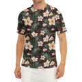 Tropical Frangipani Flower Print Men's Short Sleeve Rash Guard