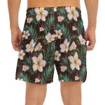 Tropical Frangipani Flower Print Men's Split Running Shorts