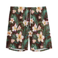 Tropical Frangipani Flower Print Men's Athletic Shorts
