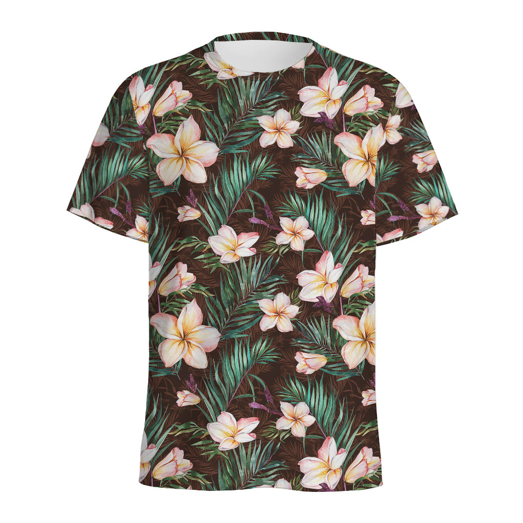 Tropical Frangipani Flower Print Men's Sports T-Shirt