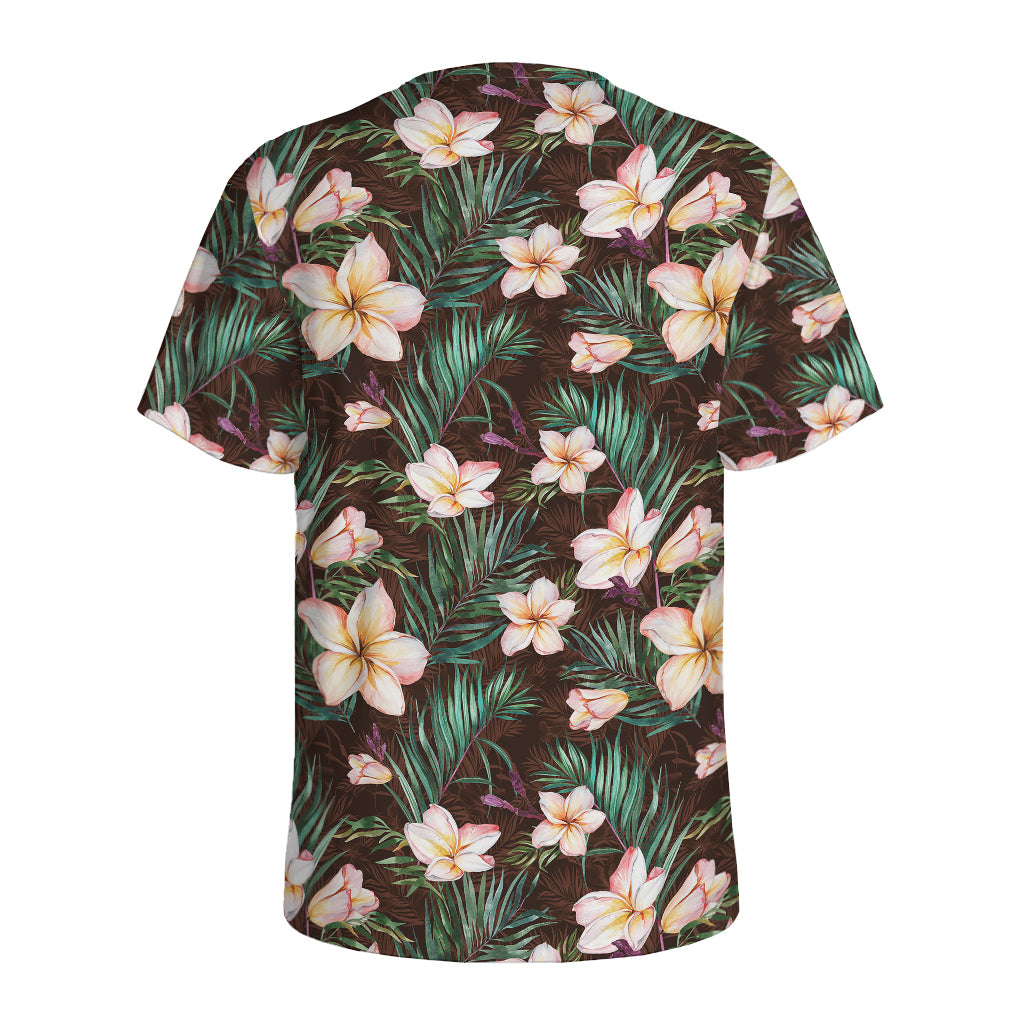 Tropical Frangipani Flower Print Men's Sports T-Shirt