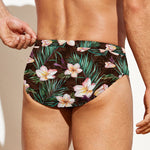 Tropical Frangipani Flower Print Men's Swim Briefs