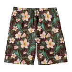 Tropical Frangipani Flower Print Men's Swim Trunks