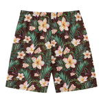 Tropical Frangipani Flower Print Men's Swim Trunks