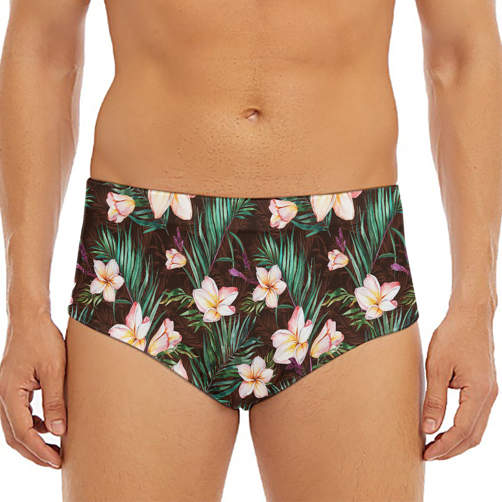 Tropical Frangipani Flower Print Men's Triangle Swim Briefs