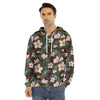 Tropical Frangipani Flower Print Men's Velvet Pullover Hoodie