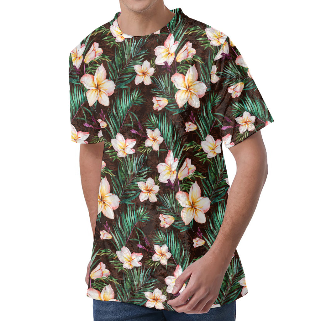 Tropical Frangipani Flower Print Men's Velvet T-Shirt