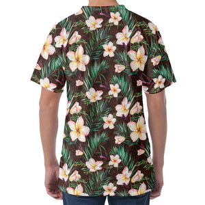 Tropical Frangipani Flower Print Men's Velvet T-Shirt