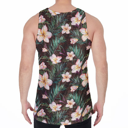 Tropical Frangipani Flower Print Men's Velvet Tank Top