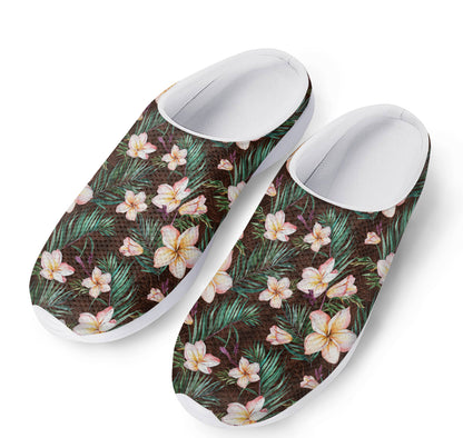 Tropical Frangipani Flower Print Mesh Casual Shoes