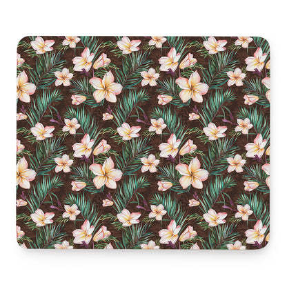 Tropical Frangipani Flower Print Mouse Pad