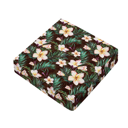 Tropical Frangipani Flower Print Outdoor Seat Cushion Cover