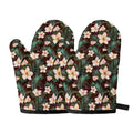 Tropical Frangipani Flower Print Oven Mitts