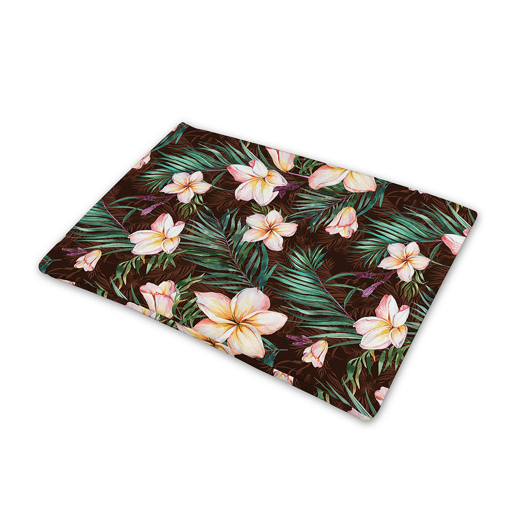 Tropical Frangipani Flower Print Pet Cooling Mat Cover