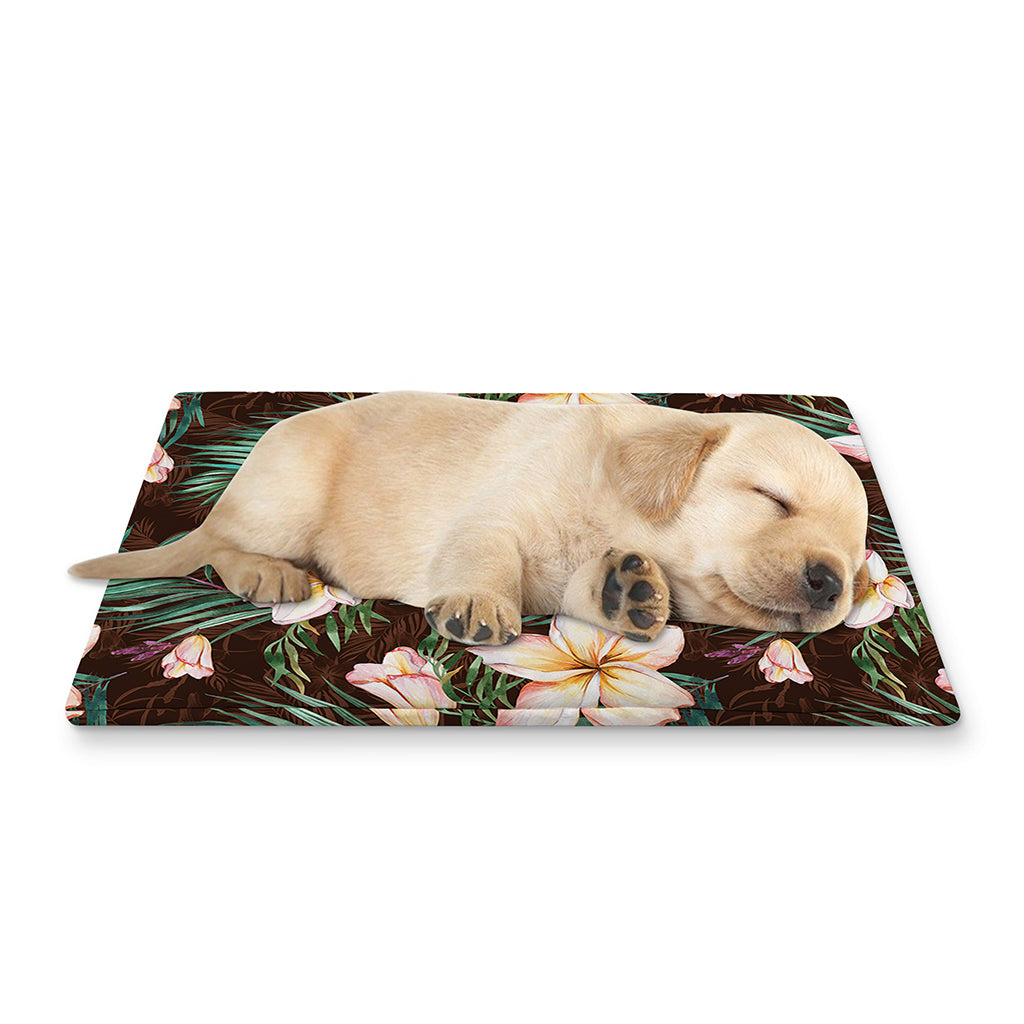 Tropical Frangipani Flower Print Pet Cooling Mat Cover