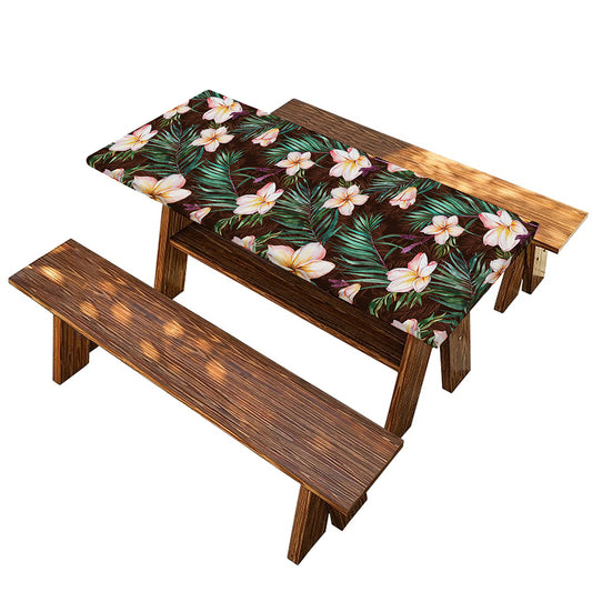 Tropical Frangipani Flower Print Picnic Table Cover
