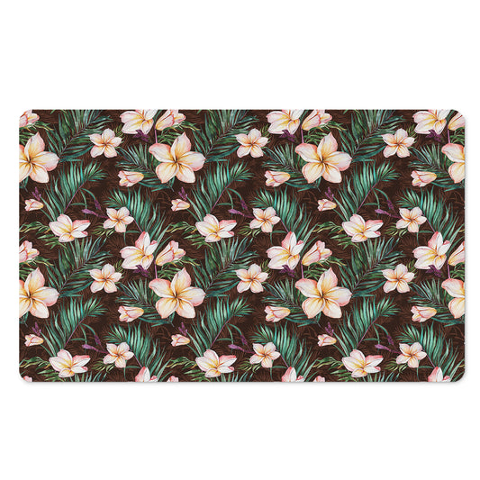 Tropical Frangipani Flower Print Polyester Doormat