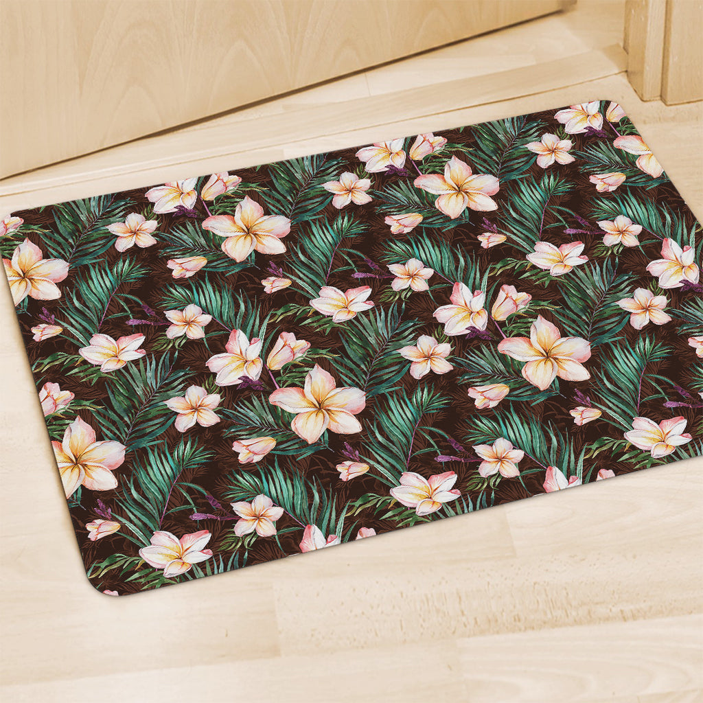 Tropical Frangipani Flower Print Polyester Doormat