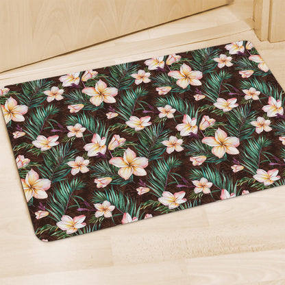 Tropical Frangipani Flower Print Polyester Doormat