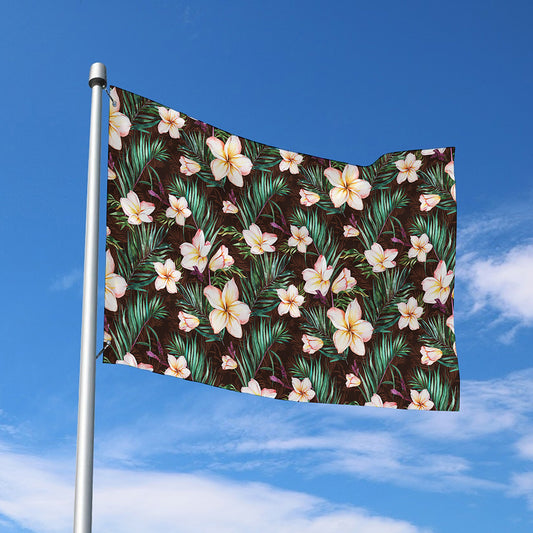 Tropical Frangipani Flower Print Polyester Flag