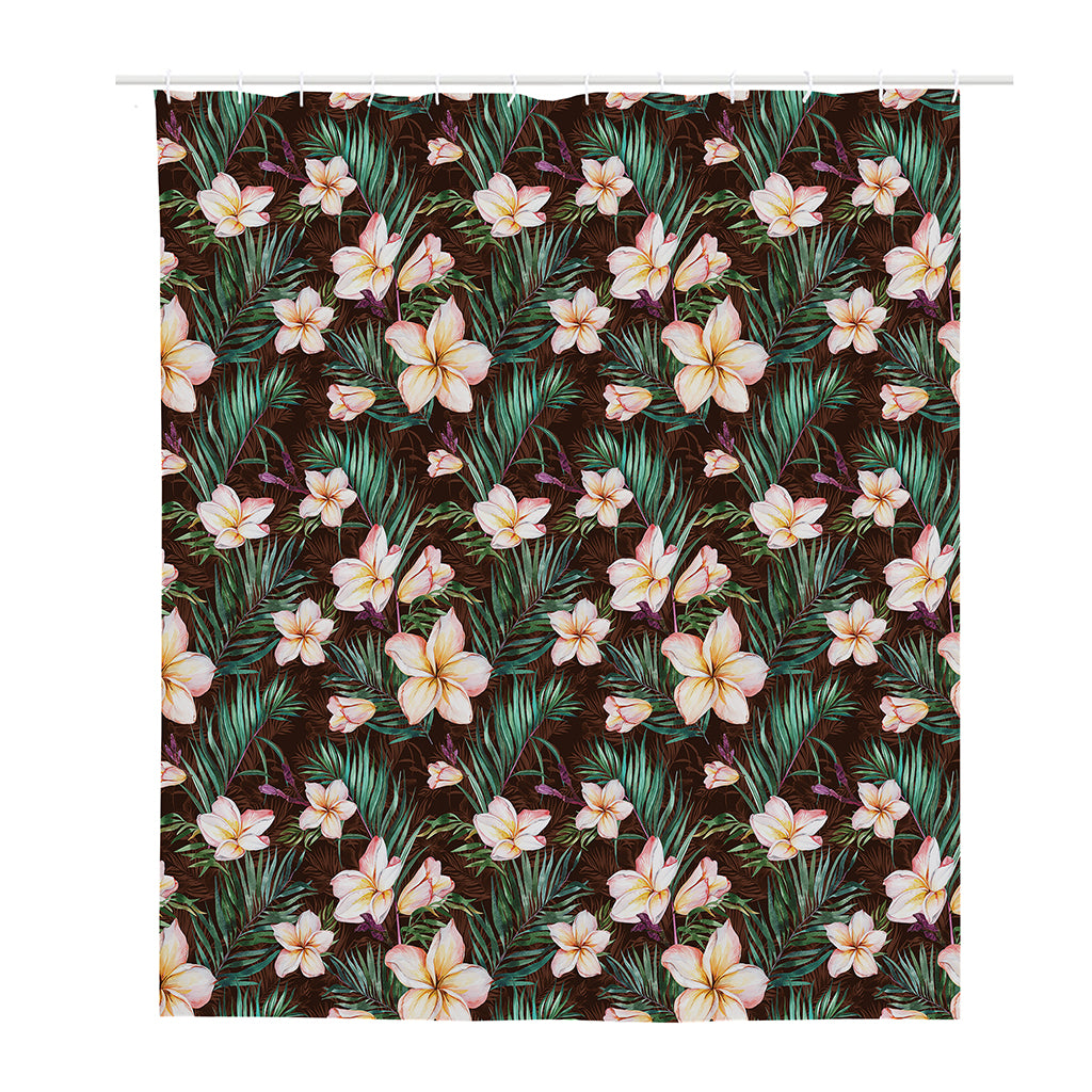 Tropical Frangipani Flower Print Polyester Shower Curtain