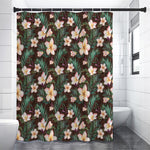 Tropical Frangipani Flower Print Premium Shower Curtain
