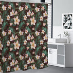 Tropical Frangipani Flower Print Premium Shower Curtain