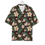 Tropical Frangipani Flower Print Rayon Hawaiian Shirt