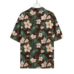Tropical Frangipani Flower Print Rayon Hawaiian Shirt