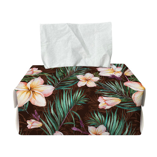 Tropical Frangipani Flower Print Rectangle Tissue Box Cover