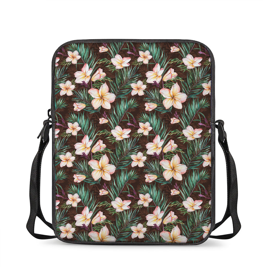Tropical Frangipani Flower Print Rectangular Crossbody Bag