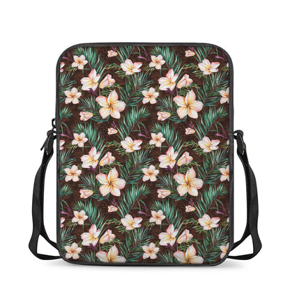 Tropical Frangipani Flower Print Rectangular Crossbody Bag