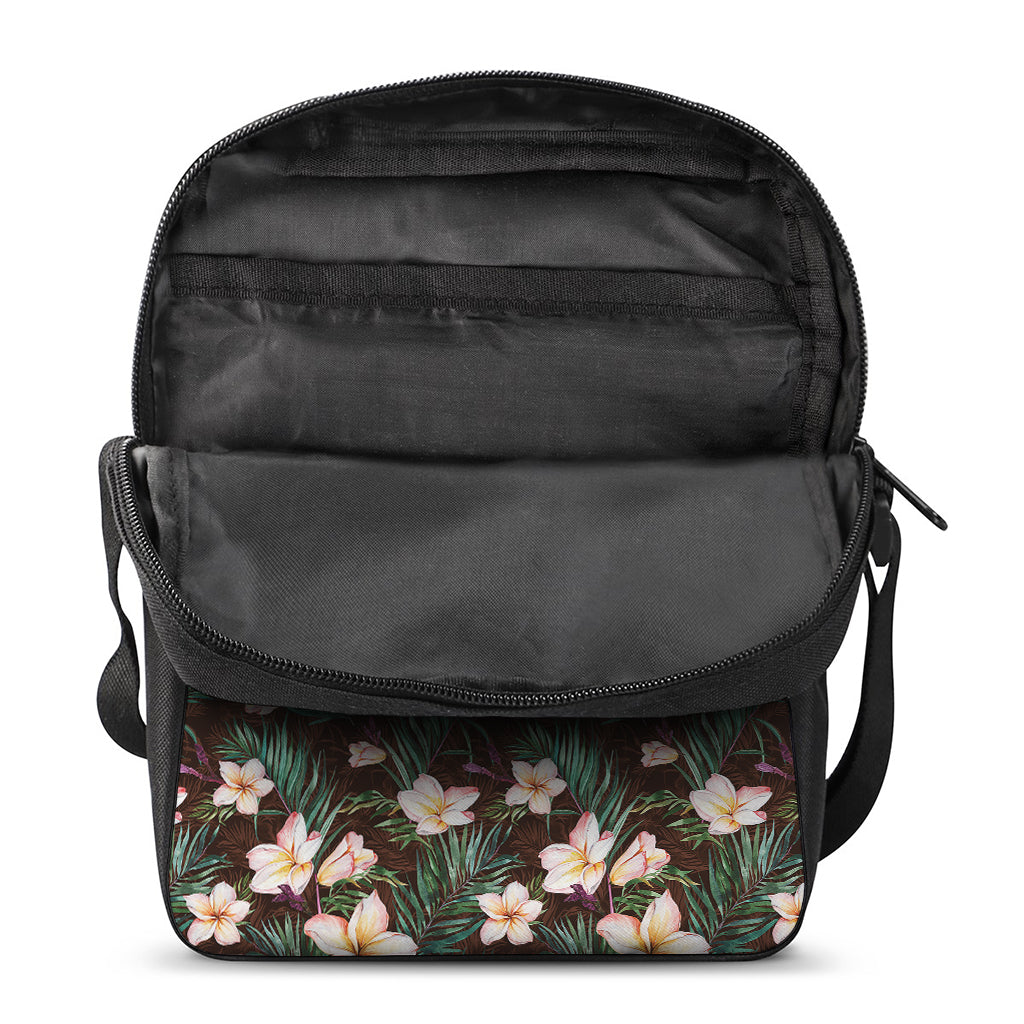 Tropical Frangipani Flower Print Rectangular Crossbody Bag
