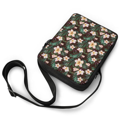 Tropical Frangipani Flower Print Rectangular Crossbody Bag