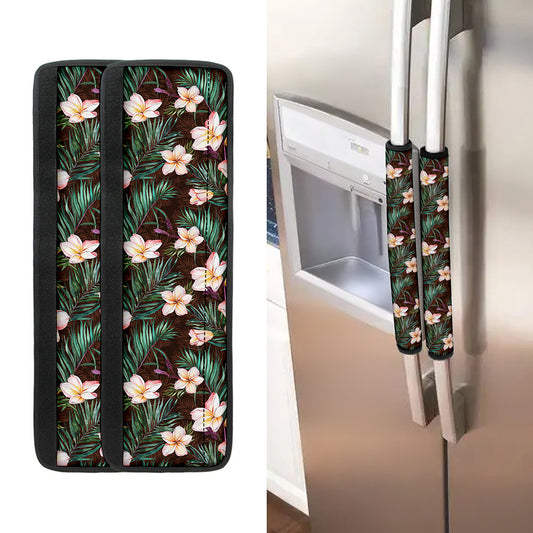 Tropical Frangipani Flower Print Refrigerator Handle Covers