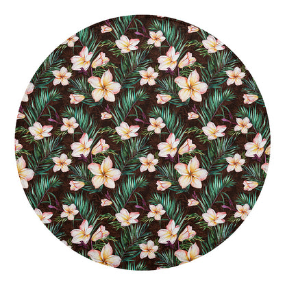 Tropical Frangipani Flower Print Round Blanket