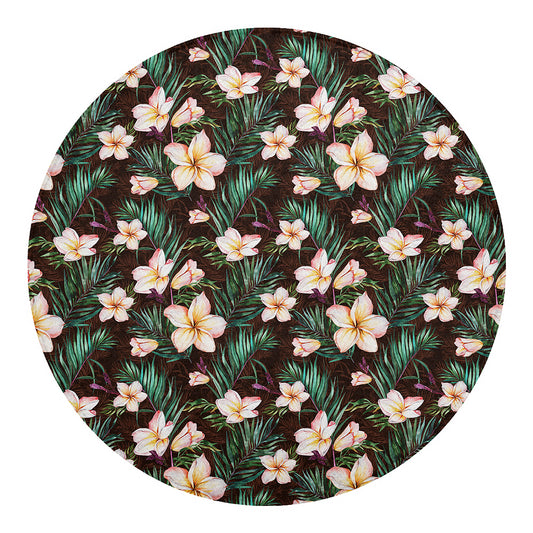Tropical Frangipani Flower Print Round Blanket