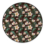 Tropical Frangipani Flower Print Round Floor Mat