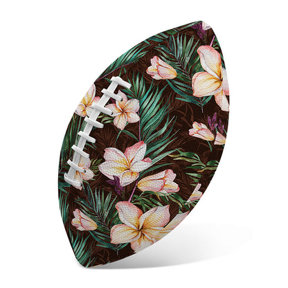 Tropical Frangipani Flower Print Rugby Ball