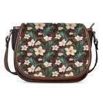 Tropical Frangipani Flower Print Saddle Bag