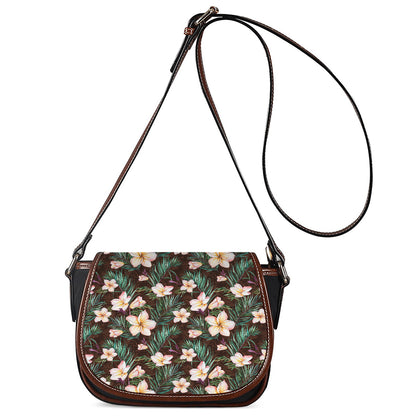 Tropical Frangipani Flower Print Saddle Bag