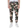 Tropical Frangipani Flower Print Joggers