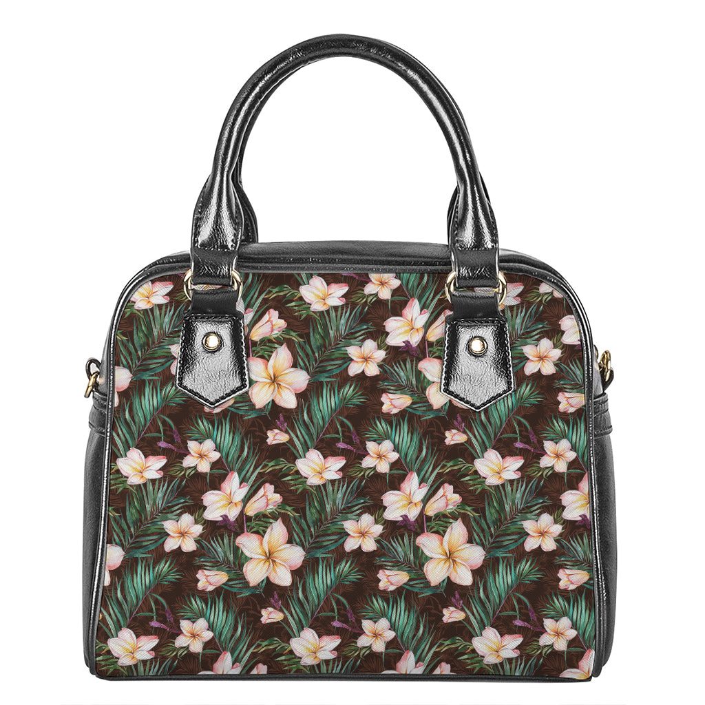 Tropical Frangipani Flower Print Shoulder Handbag