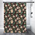 Tropical Frangipani Flower Print Shower Curtain