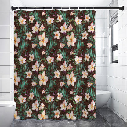 Tropical Frangipani Flower Print Shower Curtain