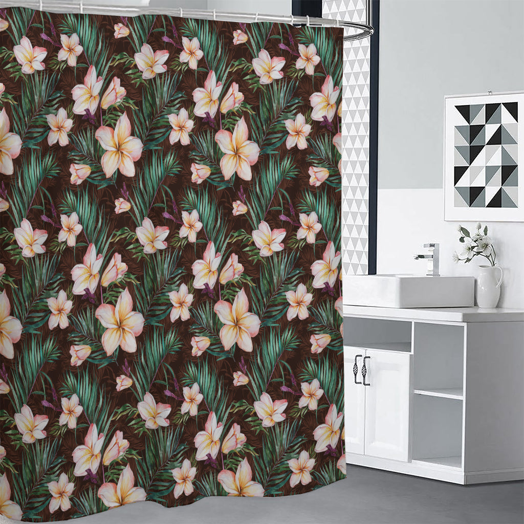 Tropical Frangipani Flower Print Shower Curtain